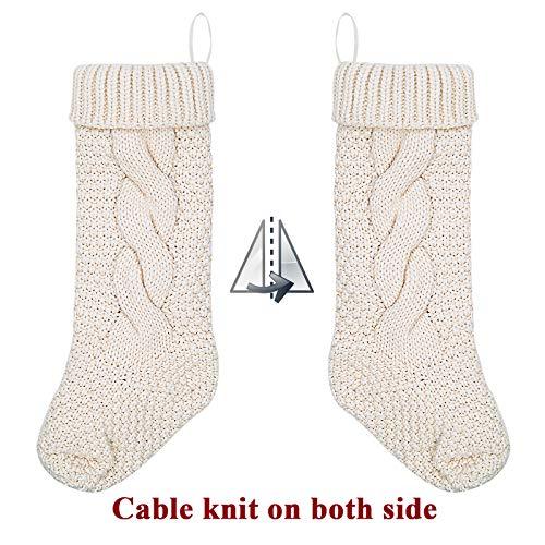 LimBridge Christmas Stockings, 4 Pack 18 inches Large Size Cable Knit Knitted Xmas Rustic Personalized Stocking Decorations for Family Holiday Season Decor, Cream or Burgundy