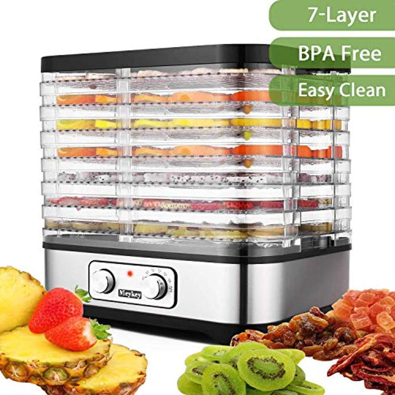 Septree Food Dehydrator Machine, BPA Free Drying System With Nesting Tray - For Beef Jerky Preserving Wild Food and Fruit Vegetable Dryer in Home Kitchen (Button/ 7-Tray)