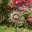 ATHLERIA Garden Solar Lights Outdoor, Sun Decor, Crackle Glass Ball Waterproof Metal Decorative Stakes Lights for Lawn,Patio,Pathway,Yard (Sun)