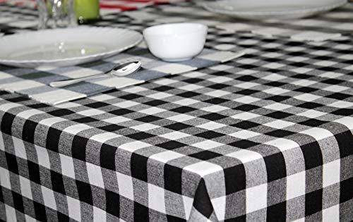 COTTON CRAFT Buffalo Check Cotton Table Cloth - 60" x 102" Size - Black and White Plaid for Wedding, Part, Home Dinning Wedding, Kitchen Picnic