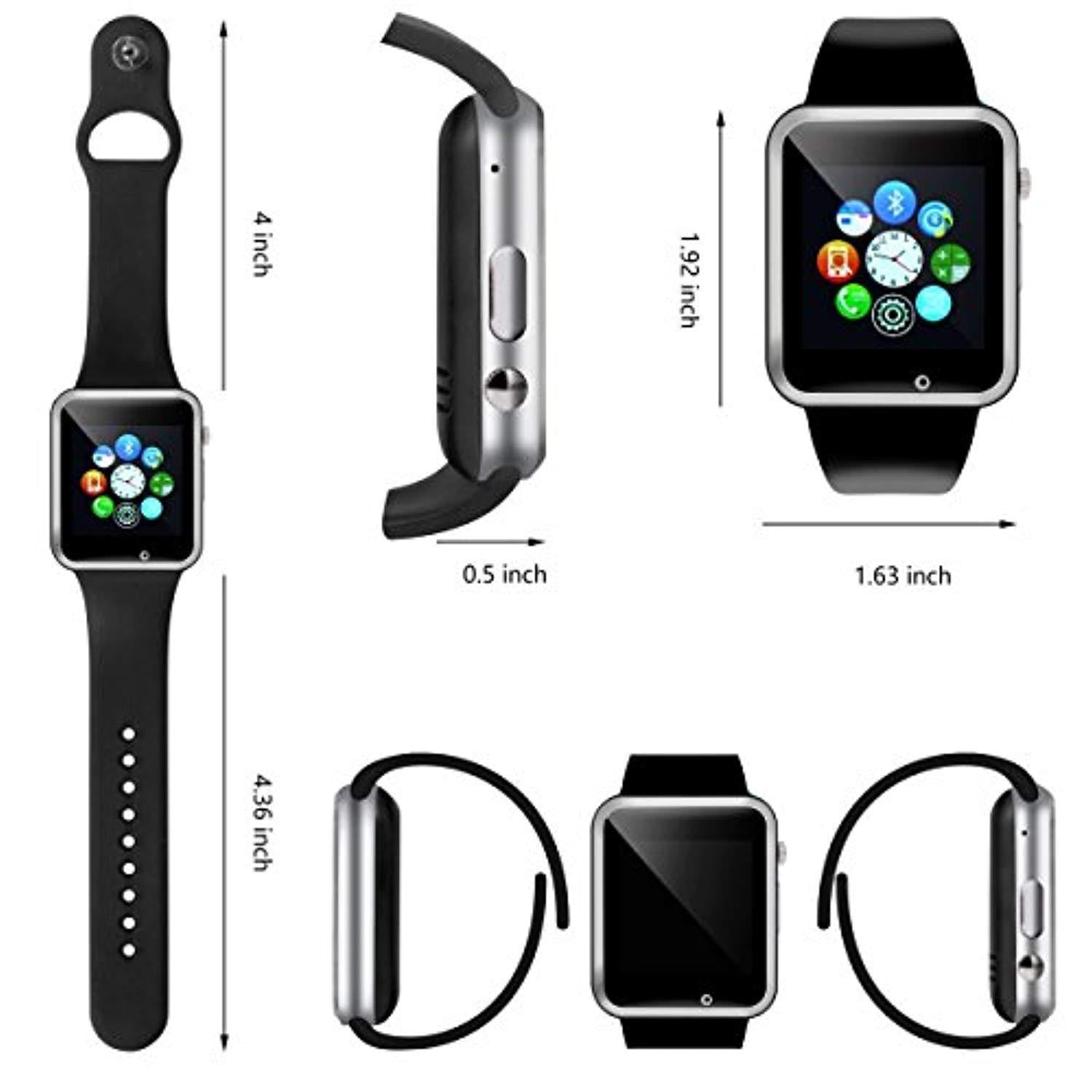 Bluetooth Smart Watch - Wzpiss Smartwatch Touch Screen Wrist Watch with Camera/HCM Card Slot Compatible with iOS iPhones Android Samsung for Kids Women and Men (Black)