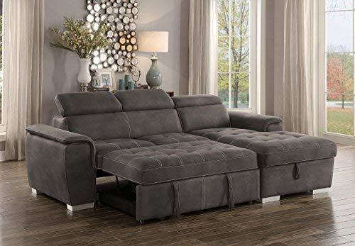 Homelegance Ferriday 98" x 66" Sectional Sleeper with Storage, Blue