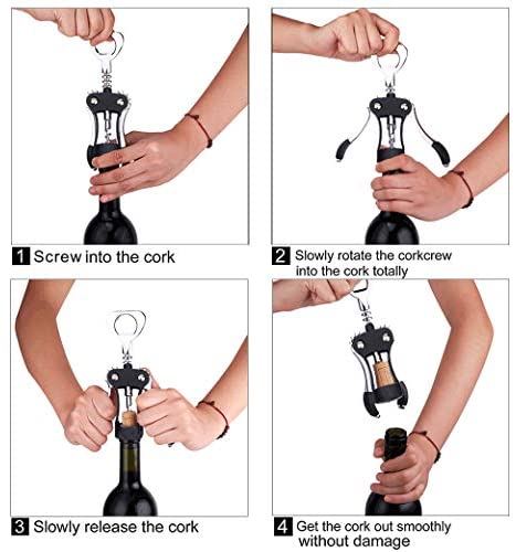 FOHO Wine Opener, Premium Multifunctional Wing Corkscrew Wine Bottle Opener, Luxury Waiter Corkscrew with Stopper Set for Wine Enthusiast Waiters