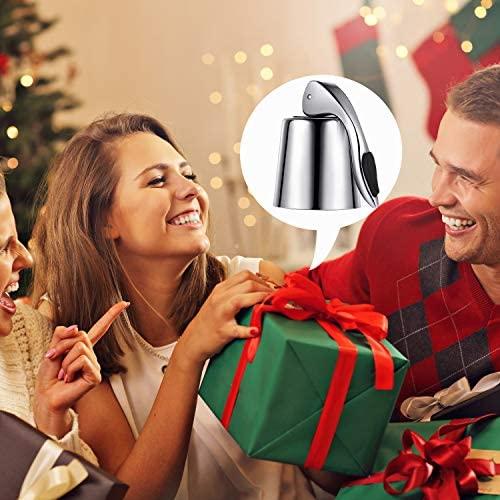 OHMAXHO Stainless Steel Wine Stoppers Bottle Stoppers Vacuum Bottle Sealer Bottle Plug with Inner Rubber 1.6 x 3.7 inches (Silver)