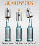 PoptheTop Automatic Beer Bottle Opener : (Stainless) - Great gift - Bottle cap collector best find! Push down & bottle caps pops off. No bending or damage to caps.