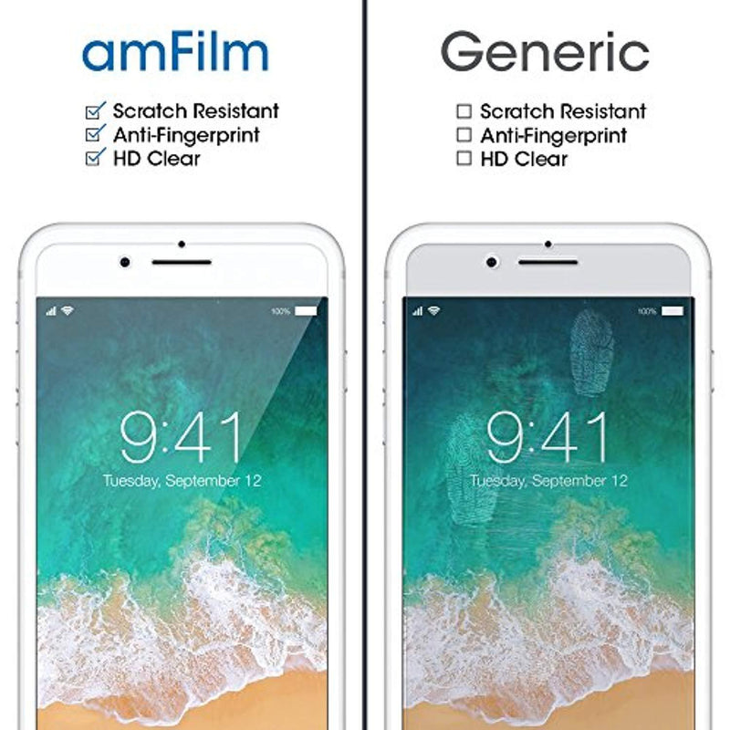 amFilm iPhone 8, 7, 6S, 6 Screen Protector Glass, amFilm Tempered Glass Screen Protector for Apple iPhone 8, 7, iPhone 6S, iPhone 6 [4.7"inch] 2017 2016, 2015 (2-Pack)