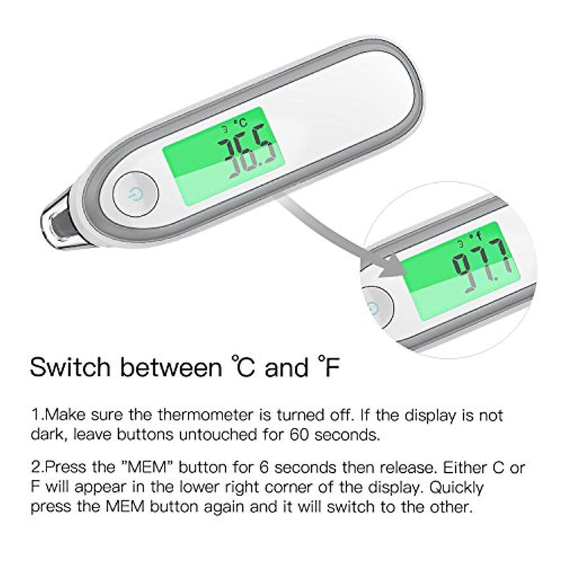 Forehead and Ear Medical Baby Thermometer, COULAX Dual Mode Infrared Thermometer for Baby, Infants, Toddlers, Adults with Instant Reading, Fever Warning, Memory Recall, CE and FDA Approved