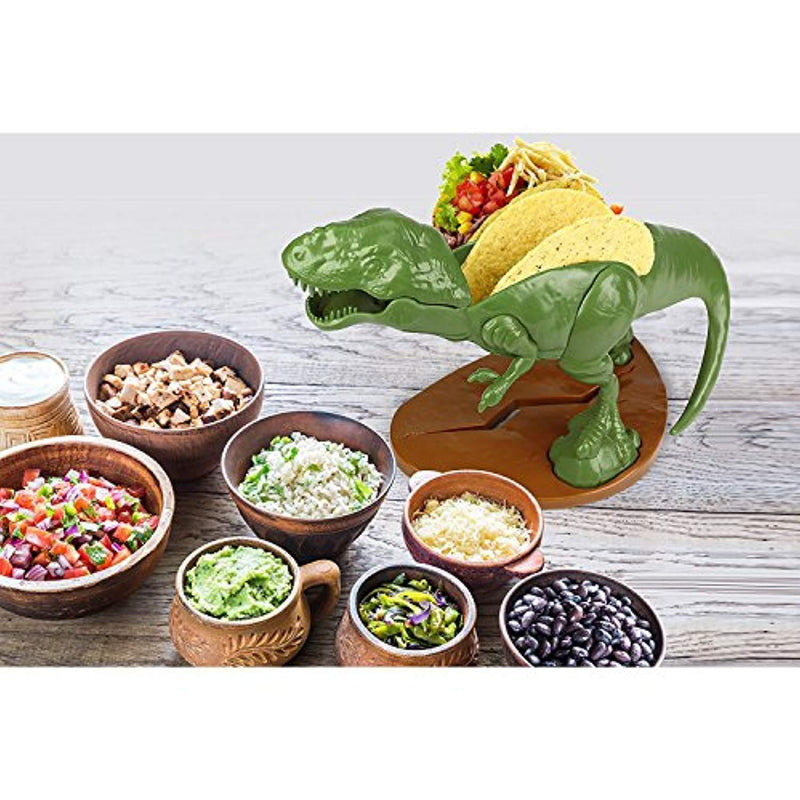 TACOsaurus Rex Taco Holder - Dinosaur T-Rex Novelty Taco Stand Party Plate Serveware