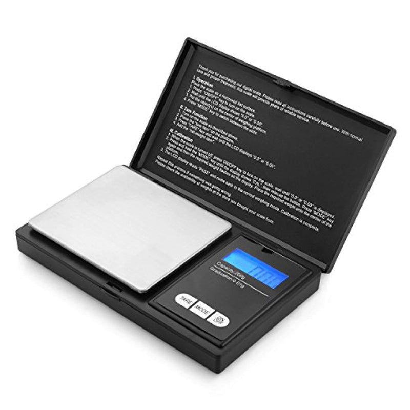 Ascher Elite Digital Pocket Scale 200 x 0.01g, with Back-lit LCD Display, Mini Digital Weighing Scale 200g for Jewelry Coins Reload and Kitchen Scale