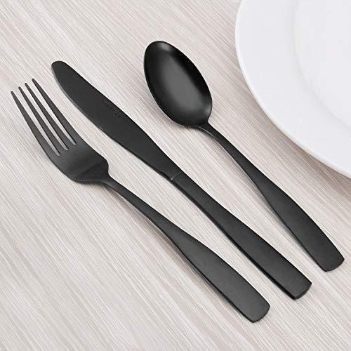 Matte Black Silverware Set, Satin Finish 20-Piece Stainless Steel Flatware set, Tableware Cutlery Set Service for 4,Utensils for Kitchens, Dishwasher Safe