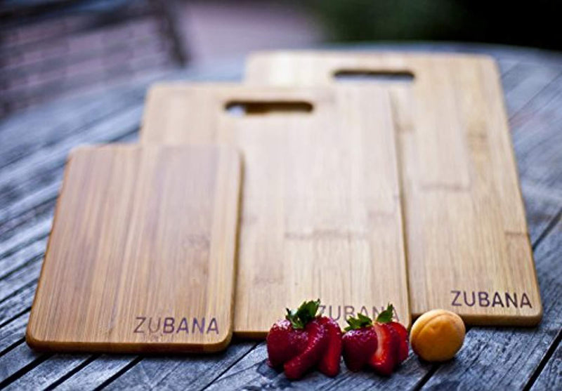 ZUBANA Premium All Natural Bamboo Wood Cutting Board 3 Piece Set