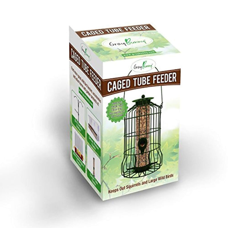 Gray Bunny GB-6860 Caged Tube Feeder, Squirrel Proof Wild Bird Feeder, Outdoor Birdfeeder with Large Metal Seed Guard Deterrent for Large Birds