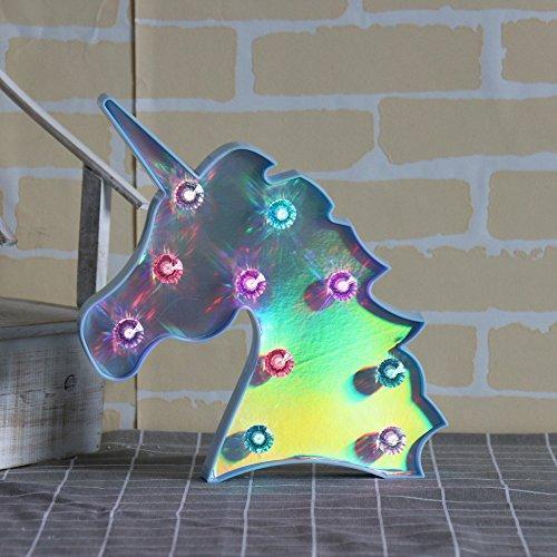 Pooqla LED Unicornio Night Light Lamp Kids Marquee Lights Unicorn Shape Signs Light Up Christmas Party Wall Decoration Battery Operated (Pink)