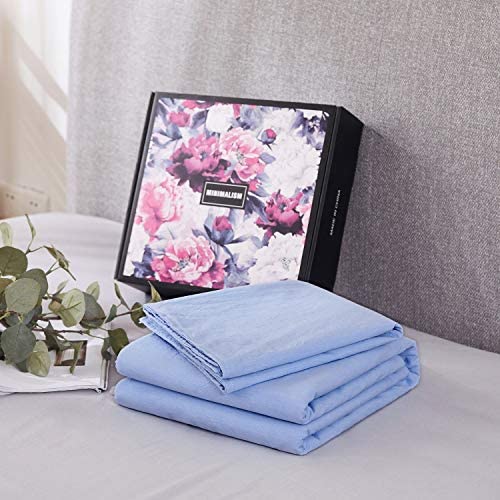 100% Washed Cotton Duvet Cover 3 Piece, Comforter Cover Queen Full Size, Solid Color and Ultra Soft with Zipper Closure, Corner Ties, Simple Bedding Style, Gray by SORMAG