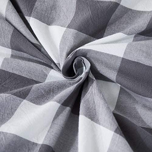 100% Washed Cotton Duvet Cover 3 Piece, Comforter Cover Queen Full Size, Solid Color and Ultra Soft with Zipper Closure, Corner Ties, Simple Bedding Style, Gray by SORMAG