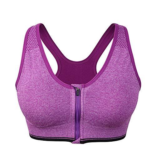 Women's Zip Front Sports Bra Wireless Post-Surgery Bra Active Yoga Sports Bras