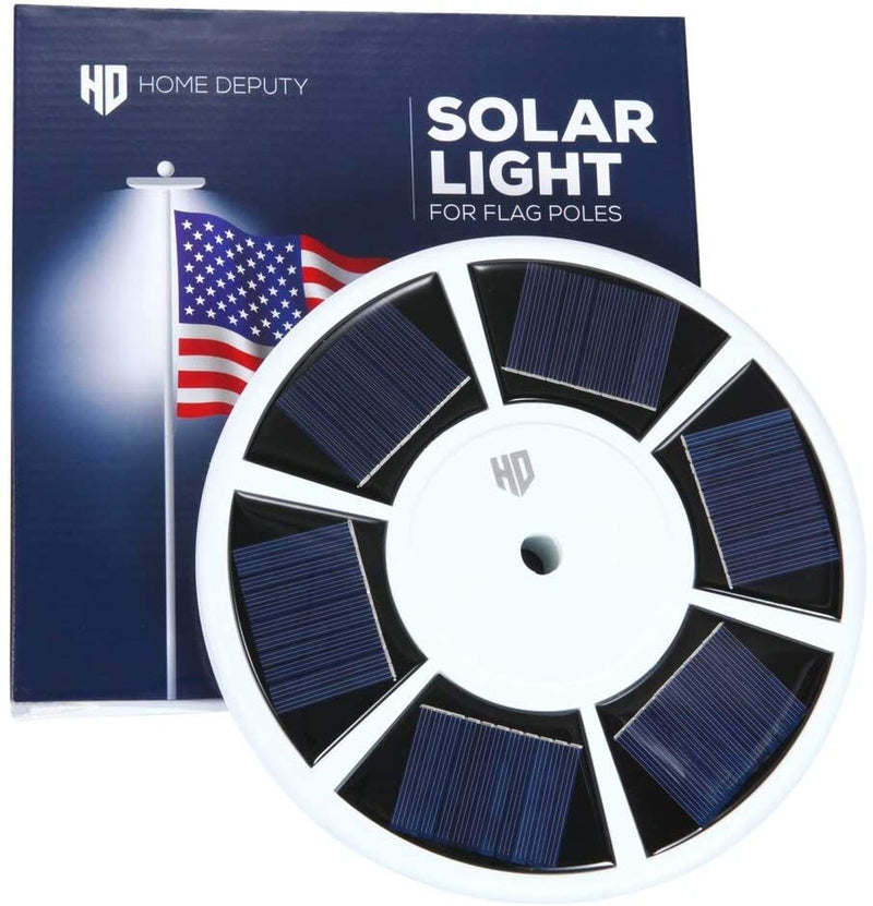 HOME DEPUTY Solar Flag Pole Light - 111 LED Super Bright Solar Light for Flag Pole - Suits most 15-25ft in-ground flag poles with 0.5” diameter Ornament Spindle – Long lasting dusk to dawn Lithium Battery