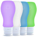 Travel Bottles Silicone Containers Set, White/Blue/Green/Purple, 3 oz, Set of 4