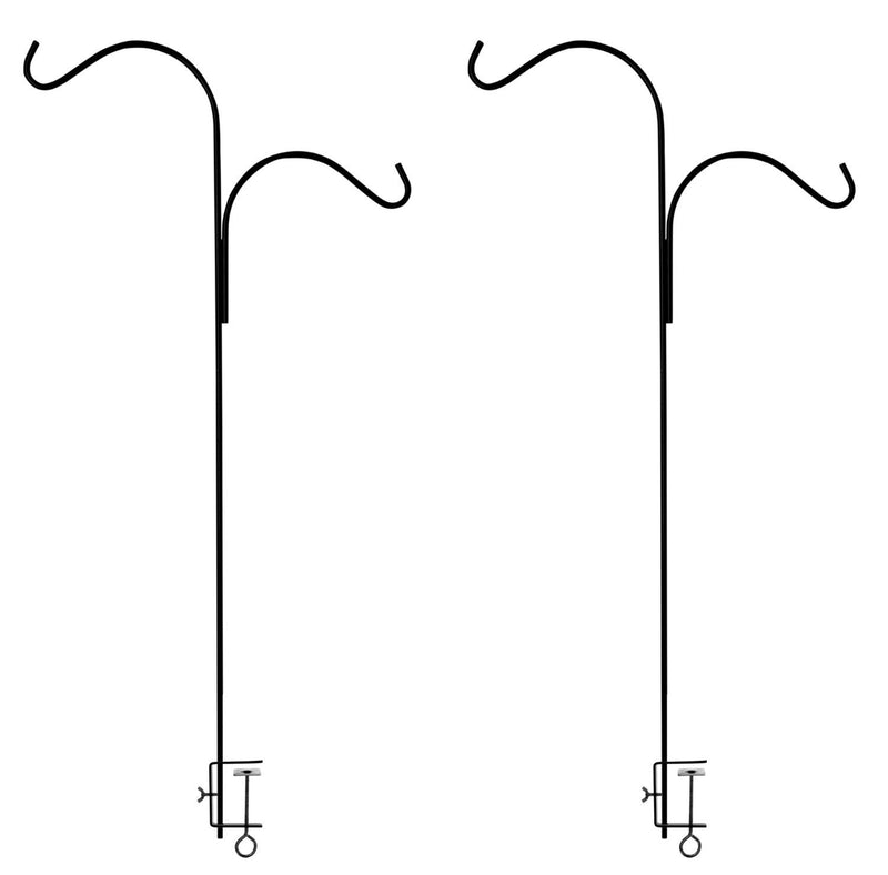 Ashman Double Span Black Deck Hook, Made of Premium Metal, Super Strong with 46-Inch Length and ideal for Bird Feeders, Plant Hangers, Coconut Shell Hanging Baskets, Lanterns and Wind Chimes and more!