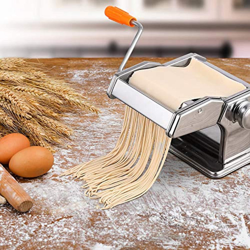 Sailnovo Pasta Maker Machine,Hand Crank Noodle Cutter Stainless Steel Manual Noodles Roller for Fresh Spaghetti Fettuccine Lasagna Tagliatelle