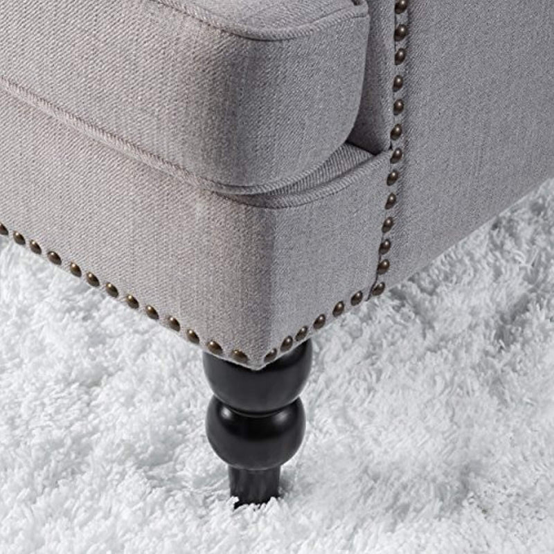 Great Deal Furniture Tufted Club Chair, Decorative Accent Chair with Studded Details - Pewter