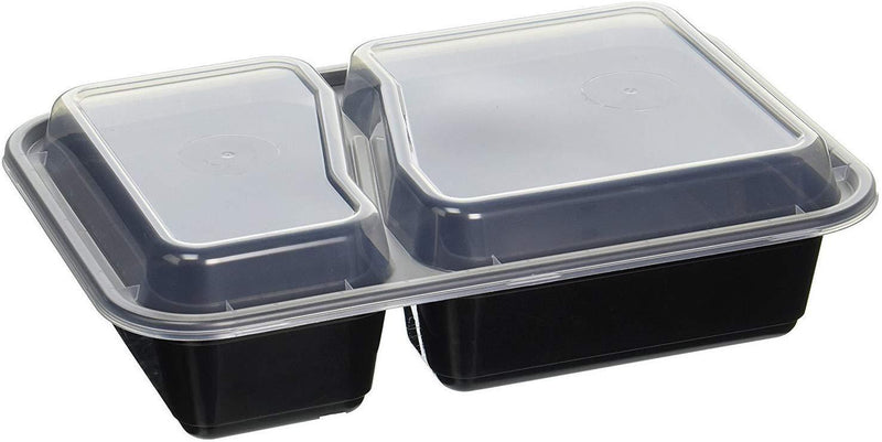 Green Direct Lunch Box Sets/Large Food Container with Lid / 2 Compartment Bento Box, Microwaveable, Freezer & Dishwasher Safe, Leak Proof, 10 Pack