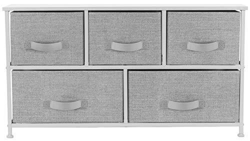 Sorbus Dresser with 5 Drawers - Furniture Storage Tower Unit for Bedroom, Hallway, Closet, Office Organization - Steel Frame, Wood Top, Easy Pull Fabric Bins (Black/Charcoal)