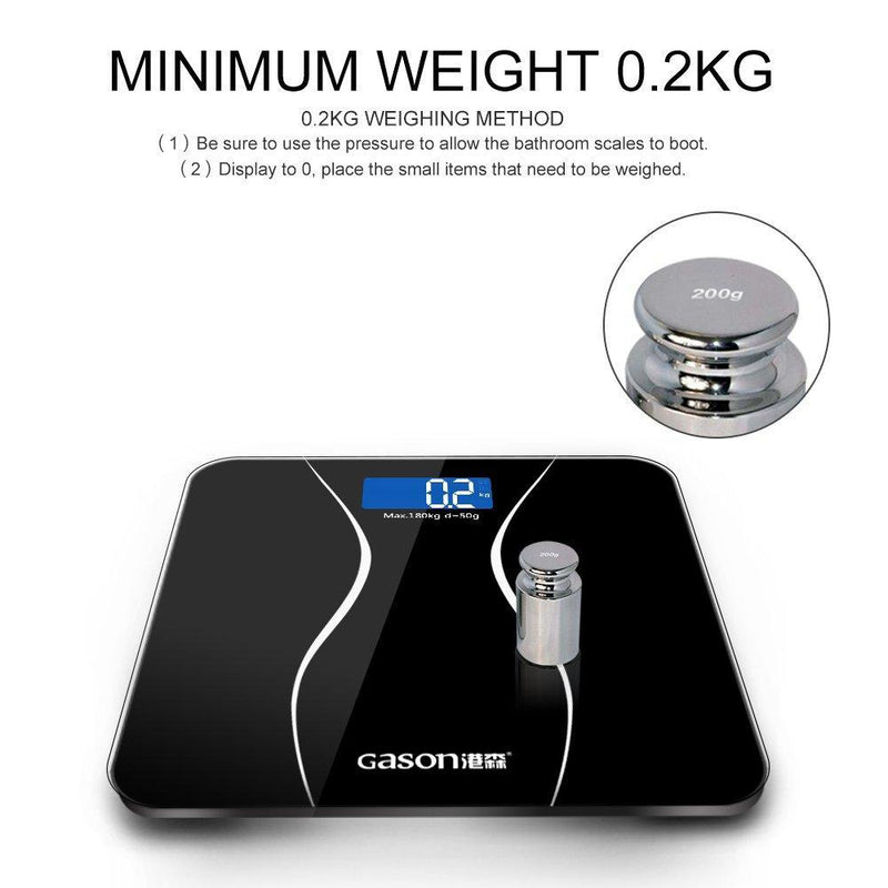 GASON A2 Digital Bathroom Scale Body Accurate Weight with LCD Backlight Display and Step-On Technology,Battery Included,3 Units,396 Pounds Scales,Black