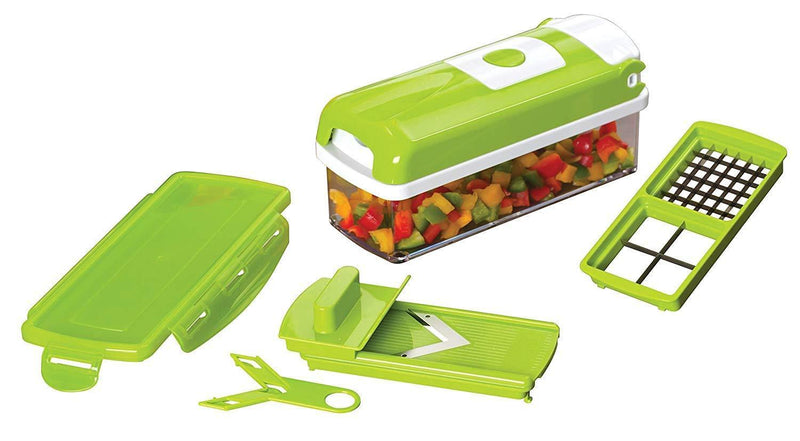 Beemoon Vegetable Chopper - 9 IN 1 Vegetable Slicer with Stainless Blades and 1.5L storage container - Cutter, Peeler, Julienne Slicer for Onion, Potato, Tomato and Fruits