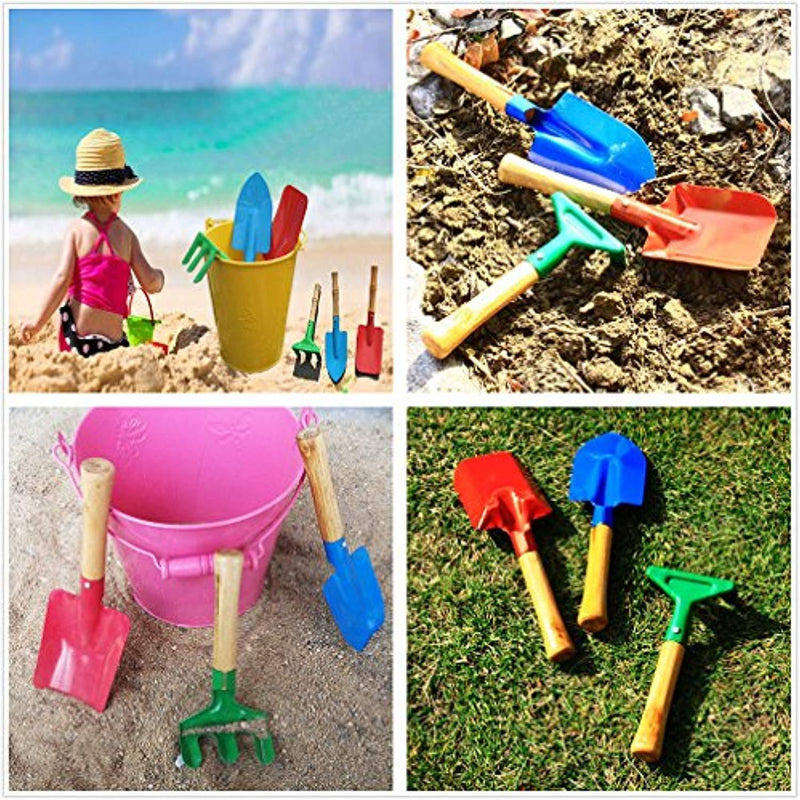 3pcs Mini Metal Rake Shovel Trowel Set Garden Tools Set Kids Beach Sandbox Toy
