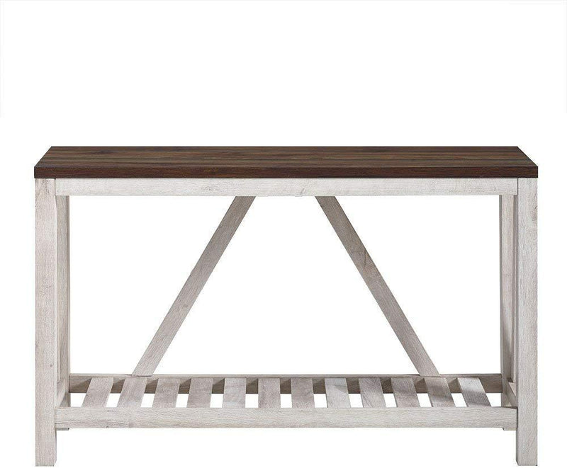 New 52 Inch A-Frame Rustic Entry Table - Dark Walnut Top with White Oak Finish