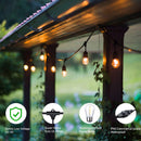 FOXLUX Outdoor String Lights - 48 ft Shatterproof and Waterproof Heavy-Duty LED Outdoor Lights - 15 Hanging Sockets, 1 W Plastic Bulbs - Create Ambience for Patio, Backyard, Garden, Bistro, Cafe