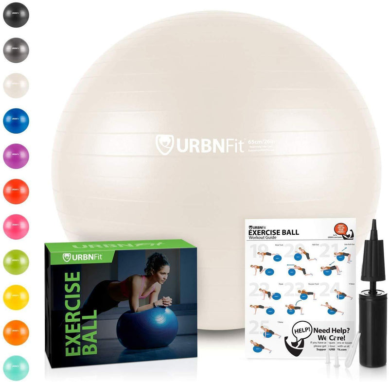 URBNFit Exercise Ball (Multiple Sizes) for Fitness, Stability, Balance & Yoga - Workout Guide & Quick Pump Included - Anti Burst Professional Quality Design