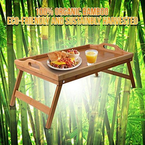 Bed Lap Trays for Eating - Dinner Trays for Lap - Breakfast in Bed Tray with Legs - Bamboo Bed Trays with Folding Legs