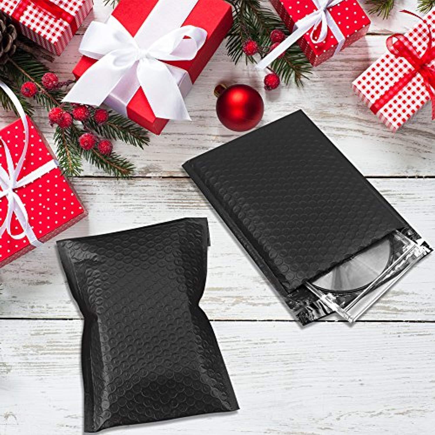 UCGOU #0 Black Poly Bubble Mailers 6x10 Inch Padded Envelopes Shipping Bags 50pcs