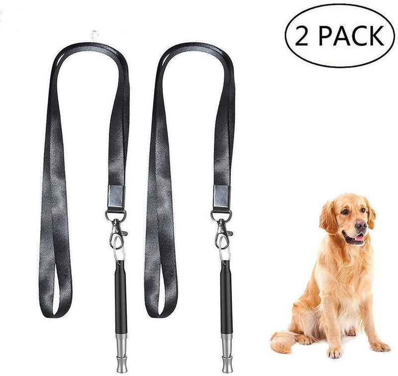 JBER Dog Whistle, Dog Training Whistle to Stop Barking Adjustable Frequency Ultrasonic Sound Training Tool Dog Bark Control with Free Premium Quality Lanyard 2 Pack Black Pet Whistle