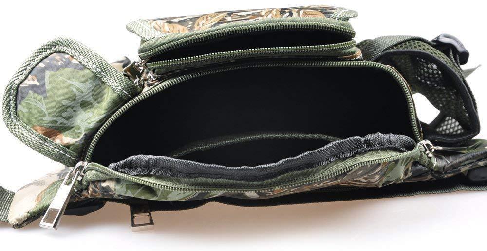 LUREMASTER Fishing Bag Multiple Pocket Waist Pack Adjustable Strap Portable Outdoor Fishing Tackle Bag Waterproof Army Green Camouflage Travel Hiking Cycling Climbing Sports