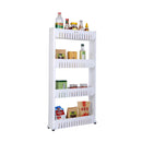 Home-Man Laundry Room Organizer, Mobile Shelving Unit Organizer with 5 Large Storage Baskets, Gap Storage Slim Slide Out Pantry Storage Rack for Narrow Spaces