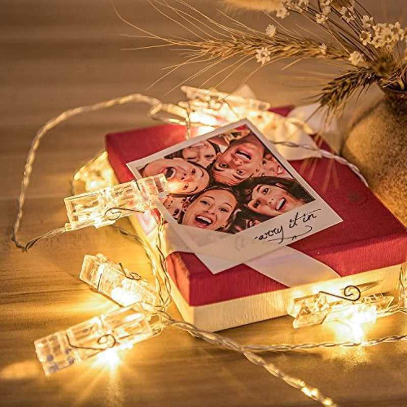 Photo Clip String Lights with Battery Operated Indoor Fairy String Lights for Hanging Photos Pictures Christmas Cards, Photo Clip Holders in Kids Bedroom Birthday Wedding Christmas Party(10Feet 20Led)