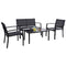 Flamaker 4 Pieces Patio Furniture Outdoor furniture Outdoor Patio Furniture Set Textilene Bistro Set Modern Conversation Set Black Bistro Set with Loveseat Tea Table for Home, Lawn and Balcony (Black)