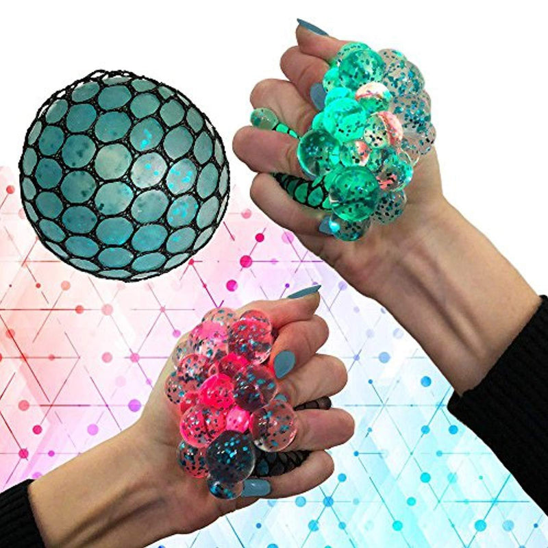 MorganProducts Led Anti Stress Ball - Squishy Light up Ball - Anti Stress Toys - Toys for Kids - Mesh Stress Ball - Grape Ball - DNA Ball - Prime Toys - Slime Stress Ball - ADHD Fidget Toys