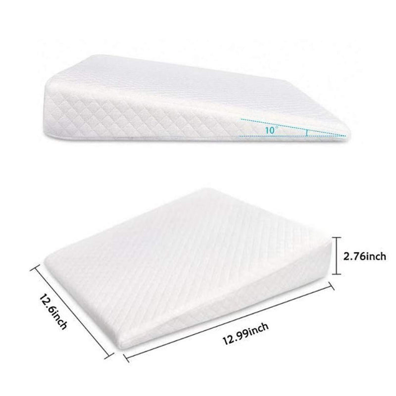AIFUSI Baby Crib Wedge, Memory Foam Sleeping Wedge Nursery Pillow Infant Sleep Positioner Baby Crib Inclines Mattress with Removal Waterproof Cotton Cover - Reduce Colic & Acid Reflux, White