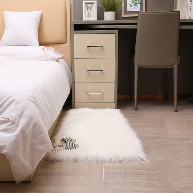 White fauxfur Area Rug, PAGISOFE Fur Area Rug,Fux Fur Rugs for Bedroom,Premium Faux Sheepskin Fur Rug,Soft Fur Area Rug for Bedroom, Rectangle Fur Chair Couch Cover,White Rectangle,2'x3'