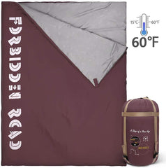 Forbidden Road Double Sleeping Bag Winter 30 ℉/60 ℉ 2 Person Water Resistent Lightweight Envelope Sleeping Bags 380T Nylon with Free Carrying Bag Perfect for 4 Season Camping Backpacking Hiking