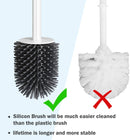 COSTOM Freestanding Toilet Bowl Brush and Holder Set with Silicone Bristles Compact for Bathroom Storage and Organization,Sturdy, Deep Cleaning, Covered Brush-White