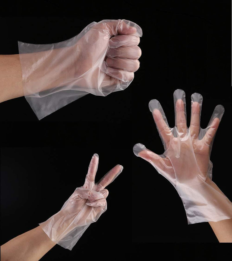 Disposable Clear Plastic Gloves - 500 Pieces Plastic Disposable Food Prep Gloves,Disposable Polyethylene Work Gloves for Cooking,Cleaning,Food Handling,Powder & Latex Free [ One Size Fits Most ]