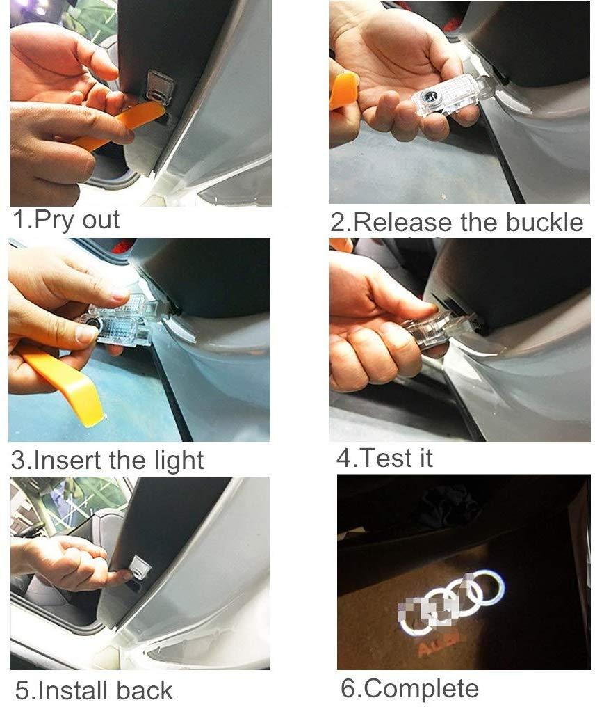 Audi car Accessories Door Logo Led Light Car Door Projector Lights Ghost Shadow Light Audi Puddle Emblem Welcome Lights Reflector For Audi A1 A3 A4 A5 A6 A7 A8 Q3 Q7 R8 TT Auto Accessories Part 4 PCS
