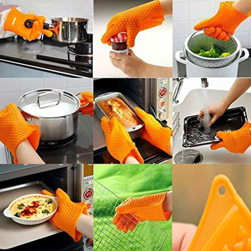 CASAPRO 5 piece Silicone Cooking Glove Meat Shredder - Including Heat Resistant Gloves, Solid Prong Meat Shredders and Silicone Basting Brush for Cooking, Grilling, Baking, Barbecue
