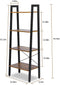 KingSo Industrial Ladder Shelf 4-Tier Shelves Vintage Rustic Storage Rack Shelves, Wood Look Accent Furniture, Metal Frame for Living Room Study Lounge Bedroom Office