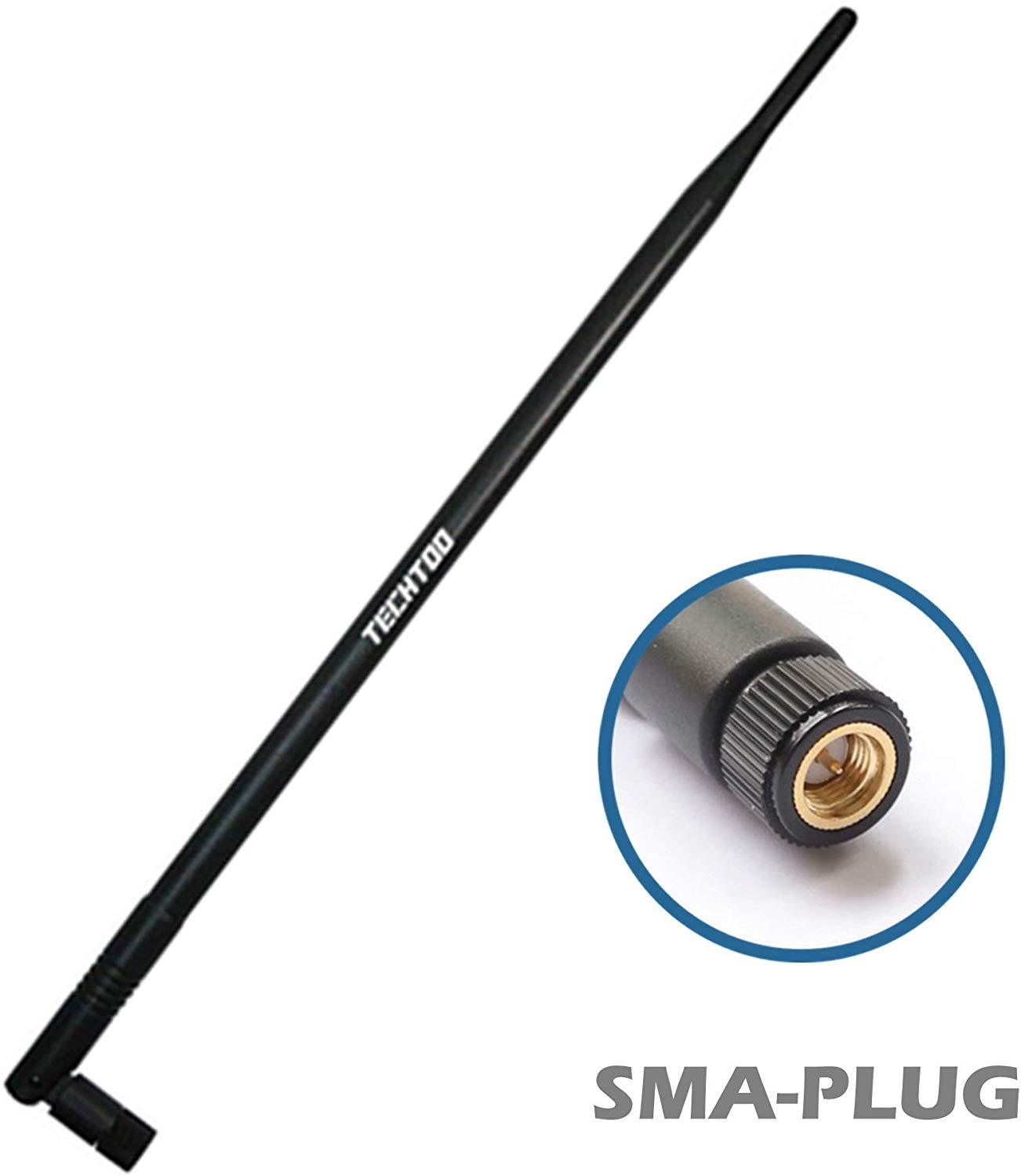TECHTOO 9dBi WiFi Antenna with SMA Male (SMA-Plug) Connector Compatible W/Anran Haloview IP Camera & Other Wireless Security Camera Antenna - 2.4Ghz Wireless Networking Device (SMA-Plug 1Pack)